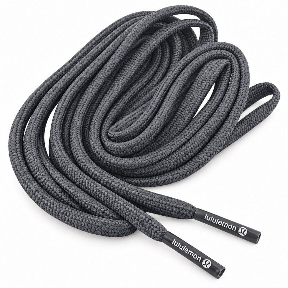 Lululemon 55” Charcoal Gray Sneaker Shoelaces Logo Tips Unisex New